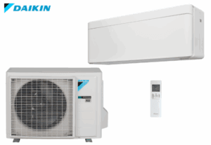 photo d'une unité intérieure et extérieure d'une climatiseur daikin stylish