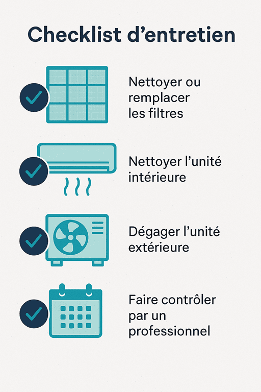 Checklist entretien climatisation multi split air air